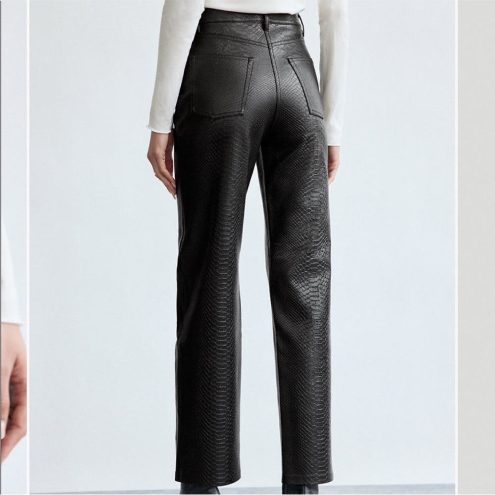 Aritzia Wilfred The Melina Black Snakeskin Vegan Faux Leather Pant Size 0 - Picture 2 of 7
